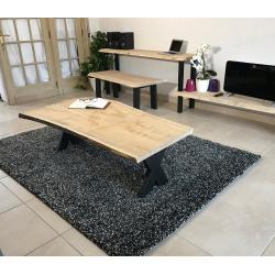 Salontafel Boomstam massief Eik met X poten