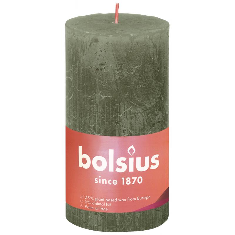 Bolsius rustieke stompkaars fresh olive