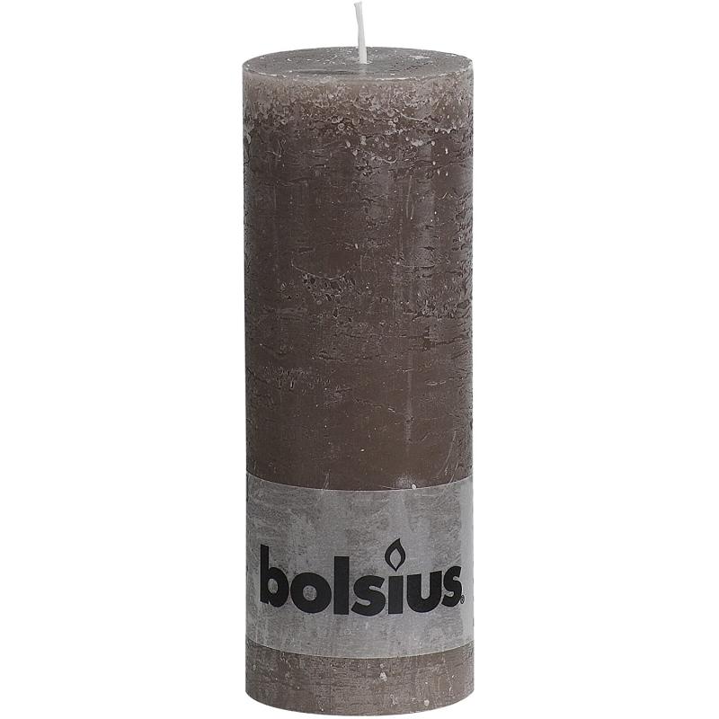 Bolsius rustieke stompkaars 190/68 taupe