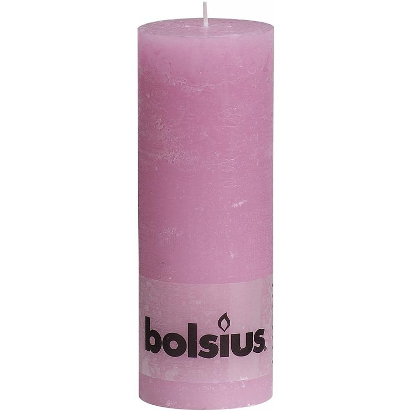 Bolsius rustieke stompkaars 190/68 roze