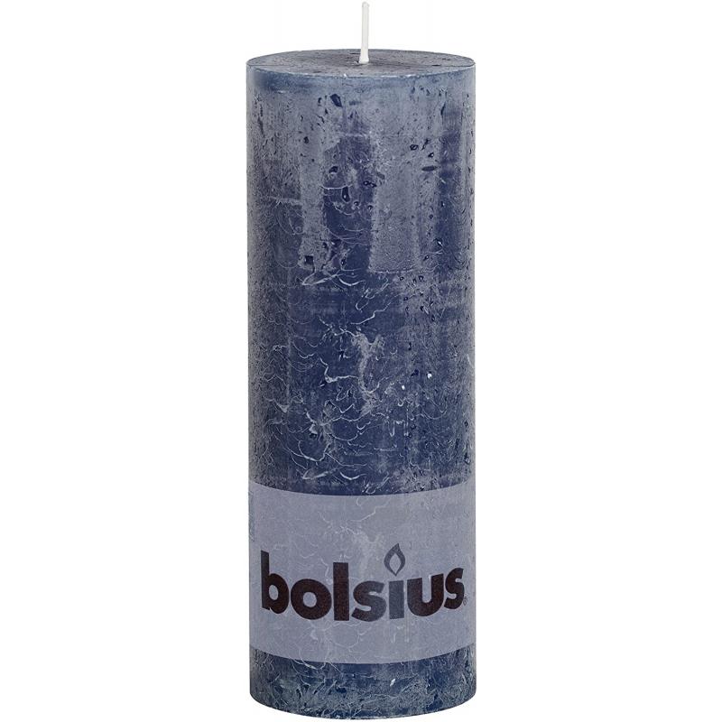 Bolsius rustieke stompkaars 190/68 donkerblauw