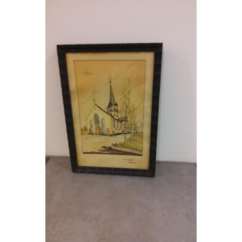 Aquarel "Sleidinge 1952" gesigneerd:Jo Hendrickx