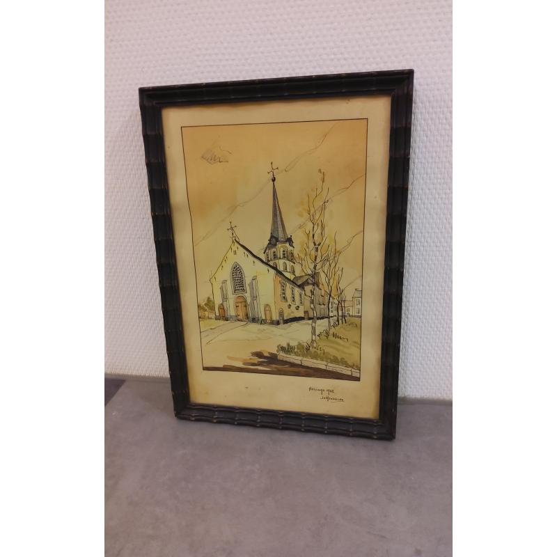 Aquarel "Sleidinge 1952" gesigneerd:Jo Hendrickx