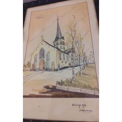 Aquarel "Sleidinge 1952" gesigneerd:Jo Hendrickx