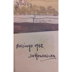 Aquarel "Sleidinge 1952" gesigneerd:Jo Hendrickx