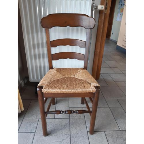 eiken tafel met mogelijkheid tot verlenging tafel en 6 stoelen