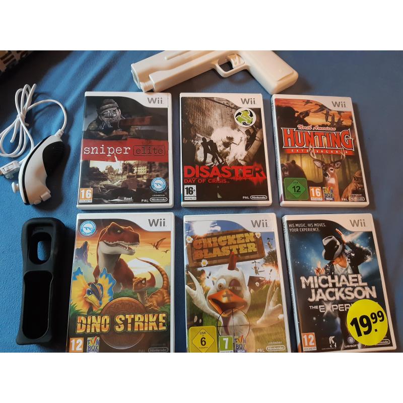 Wii console zwart met games