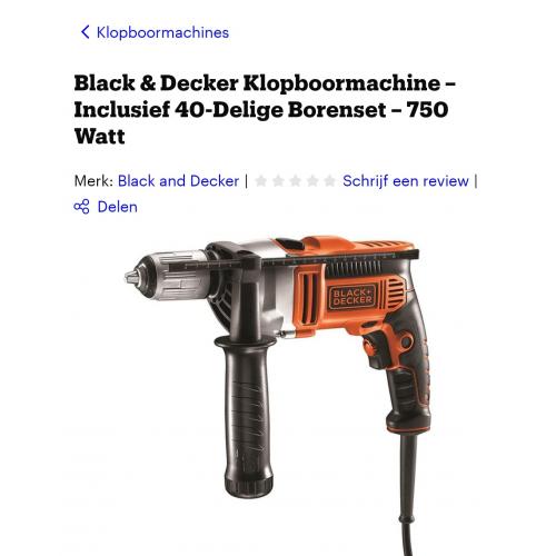 Black en decker Boormachine met snoer zonder toebehoren