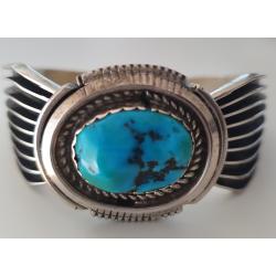 Norbert Johnson Navajo Lapis Channel vintage armband sterling zilver - handgemaakt