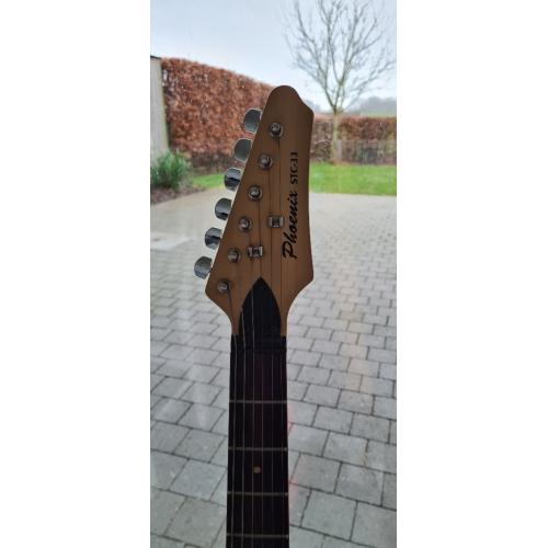 Gitaar Phoenix STC-33 zwart/wit met staander en hoes