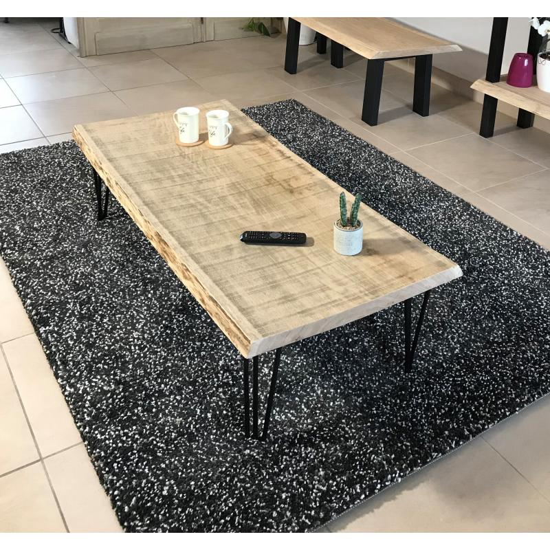 Salontafel Boomstam massief Eik Met hairpin poten (3punt)