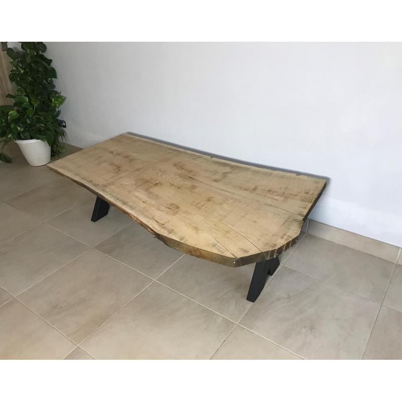 Salontafel Boomstam massief Eik met X poten