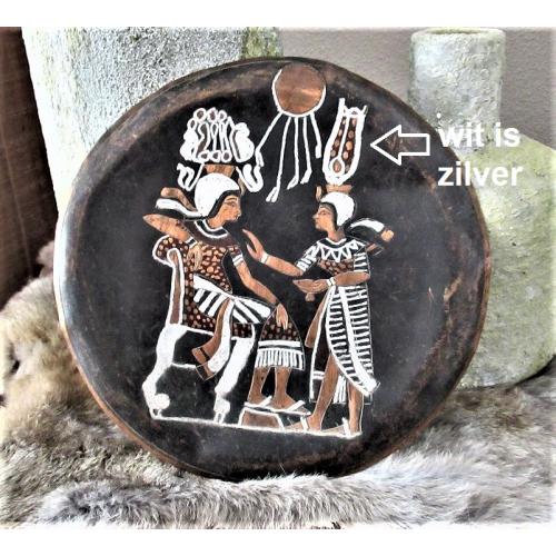 Antiek Egyptisch Wandbord Koper met 925/1000 zilver