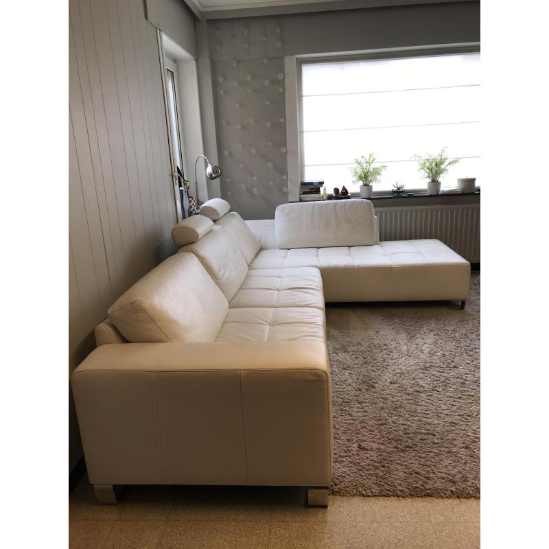 Witte lederen zetel hoek lounge