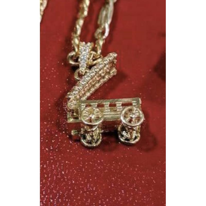 14kt goude woonwagen hanger rolleman gipsy gypsy farmer traveller Tiny house