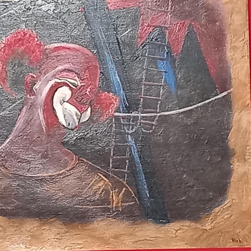 Vintage olieverf schilderij van een clown