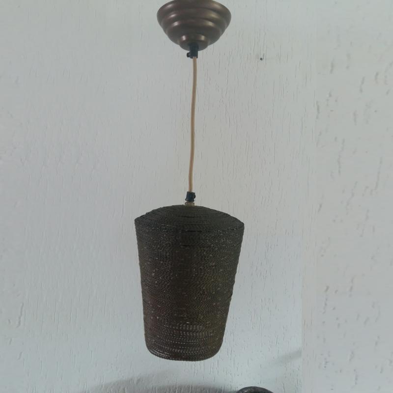 Vintage hanglamp van verkoperd staaldraad