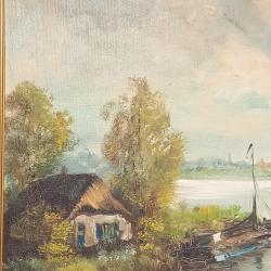 Schitterend XL olieverf schilderij op linnen begin 20e eeuw