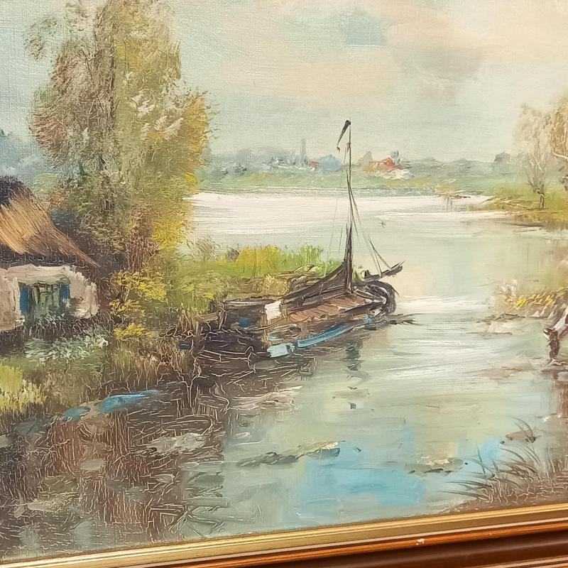 Schitterend XL olieverf schilderij op linnen begin 20e eeuw