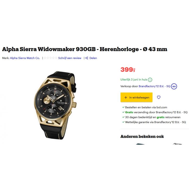 PRACHTIGE HERENHORLOGE ALPHA SIERRA WIDOWMAKER 930GB NIEUW!