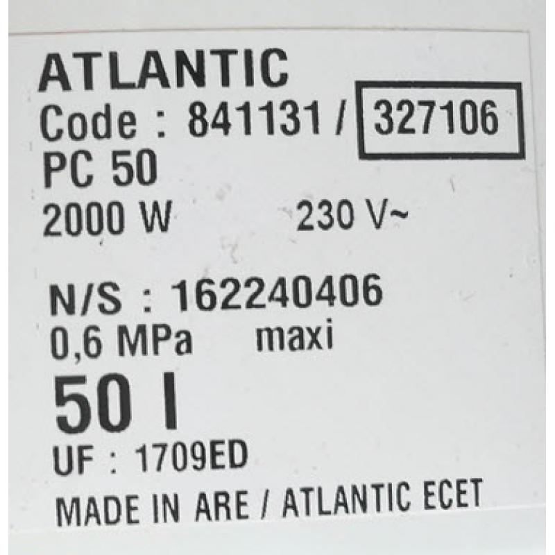 Atlantic 327106  50lvm elektrische boiler