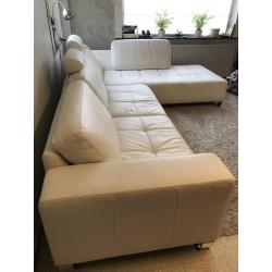 Witte lederen zetel hoek lounge