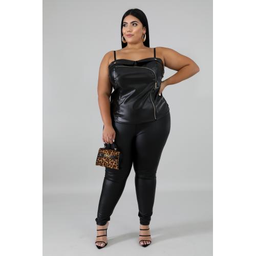 Plus Size Leatherette Top