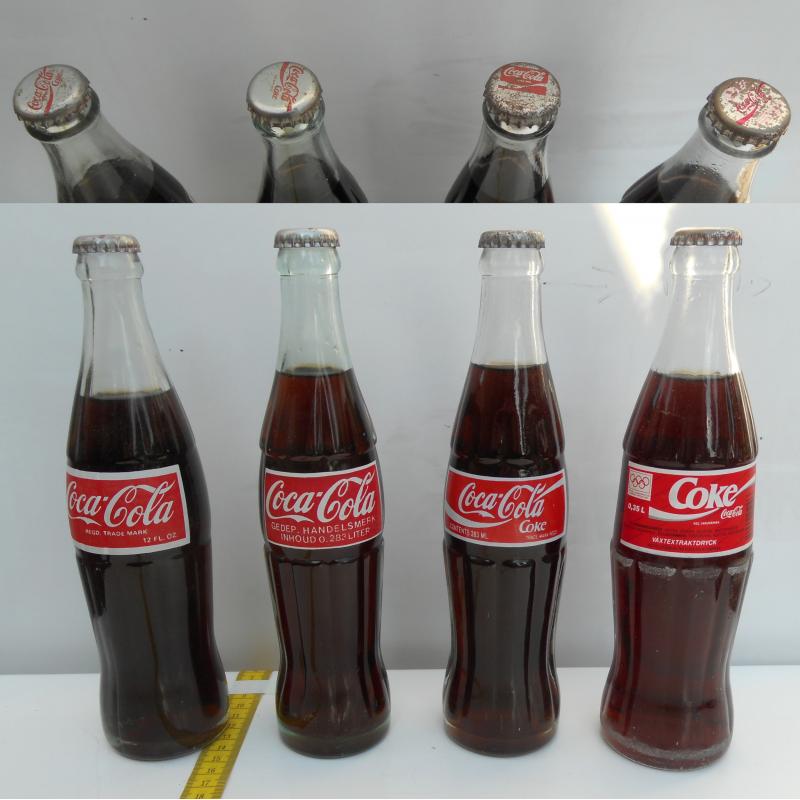 25 Coca-Cola flessen kroonkurk relief contourfles - PARTIJ