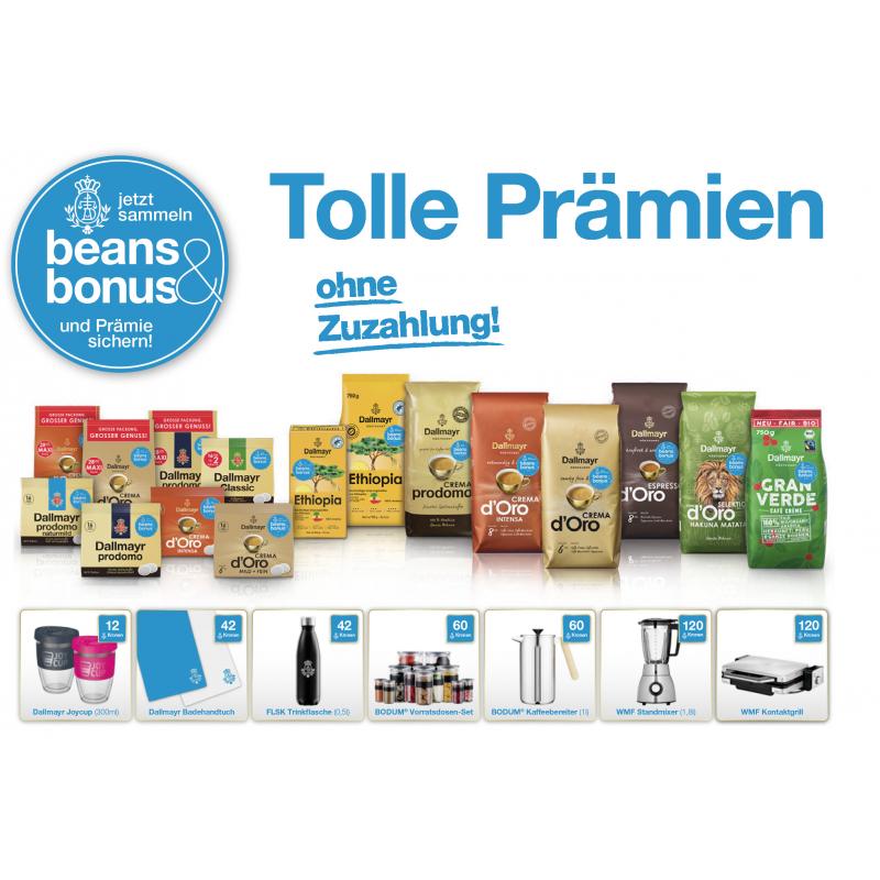 120 Kronen Dallmayr Koffie Beans & Bonus Geweldige bonus WMF Producten