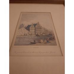 Litho "Le grand Canal et Maisons Espagnoles à Gand"