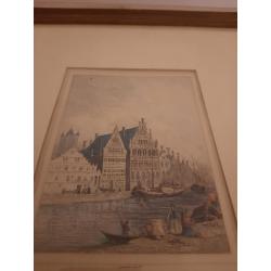 Litho "Le grand Canal et Maisons Espagnoles à Gand"