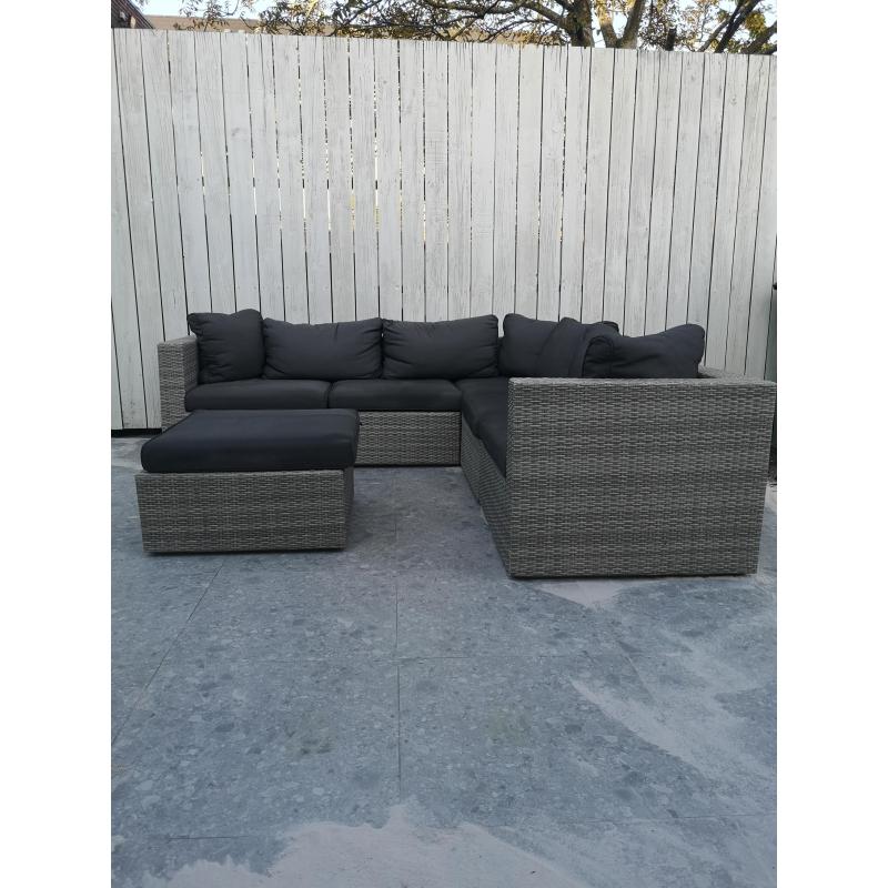 Intratuin 5-zits loungeset Roma wicker grijs.