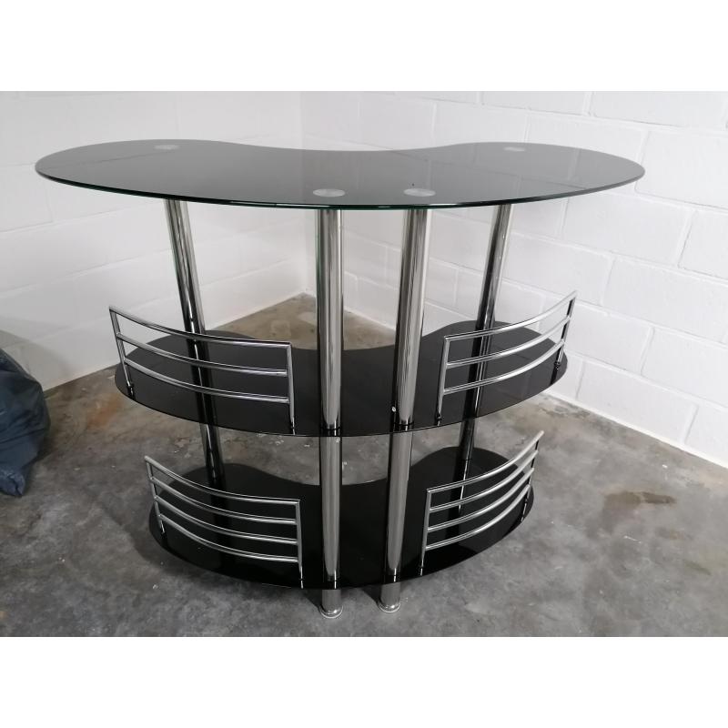 Mooie bar zwart glas met chroom