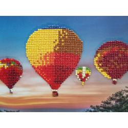 Diamond Painting "Luchtballonnen" 30 x 30 cm afgewerkt