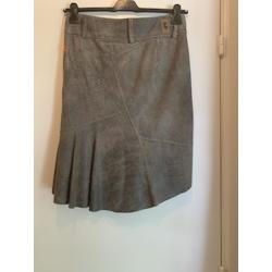 Leren rok, grijs/groen, maat 36, merk Object, zgan