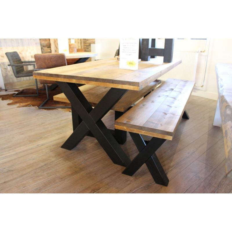 Massieve luxe eiken kloostertafel actie nu 418,-