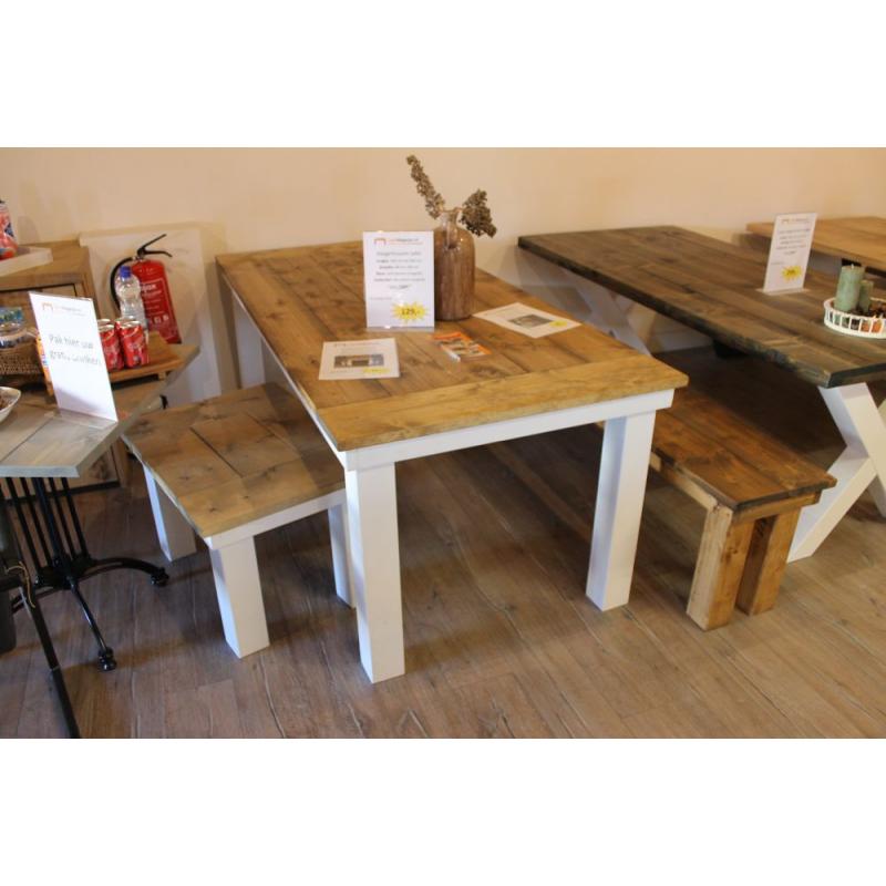 Massieve luxe eiken kloostertafel actie nu 418,-