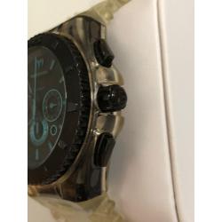 Technomarine horloge zwarte klok met 2 verschillende banden