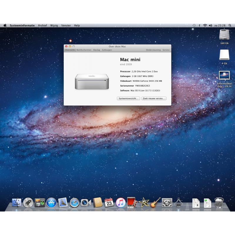 Te Koop Mac Mini 3.1 Intel Core 2 Duo 64 Bit Computer YM008B2G9G5 met 2,26 Ghz en de Stroomadapter en een All. Apple Toetsenbord (Een paar toetsen werken niet) en Apple Mighty Usb Mouse.