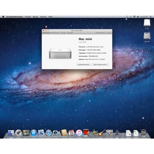 Te Koop Mac Mini 3.1 met 2,26 Ghz Intel Core 2 Duo YM936BALG95 met draadloos internet en de stroomadapter en een Apple Usb Toetsenbord met draad en een Apple Usb Mighty Mouse met draad en een Mini Iomega Externe Harde Schijf met 500 Gb.