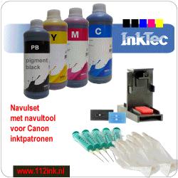 Inkt navulsets voor Brother, Canon, Epson of HP inktpatronen.