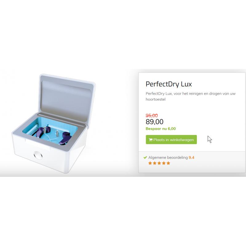 PerfectDry Lux = elektrische droogdoos voor hoortoestellen