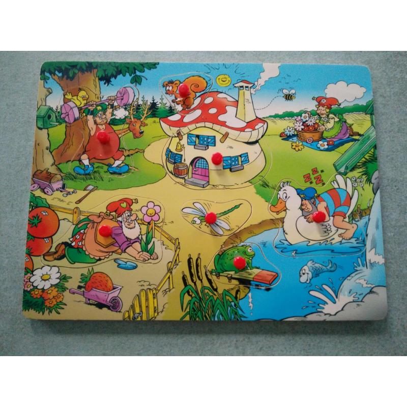 Houten puzzel kabouter Plop