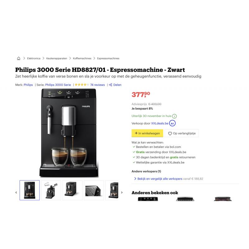 Espresso volautomaat Philips 3000 serie HD8827/01