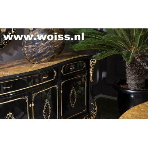 WOISS klassieke barok hoogglans zwart goud woonkamer meubels