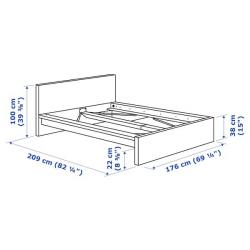 Metalen spijlen bed 90 x 200 cm (echt als nieuw)  Hooglans wit