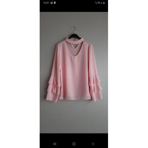 Roze blouse met kralen, Terra di siena, NIEUW