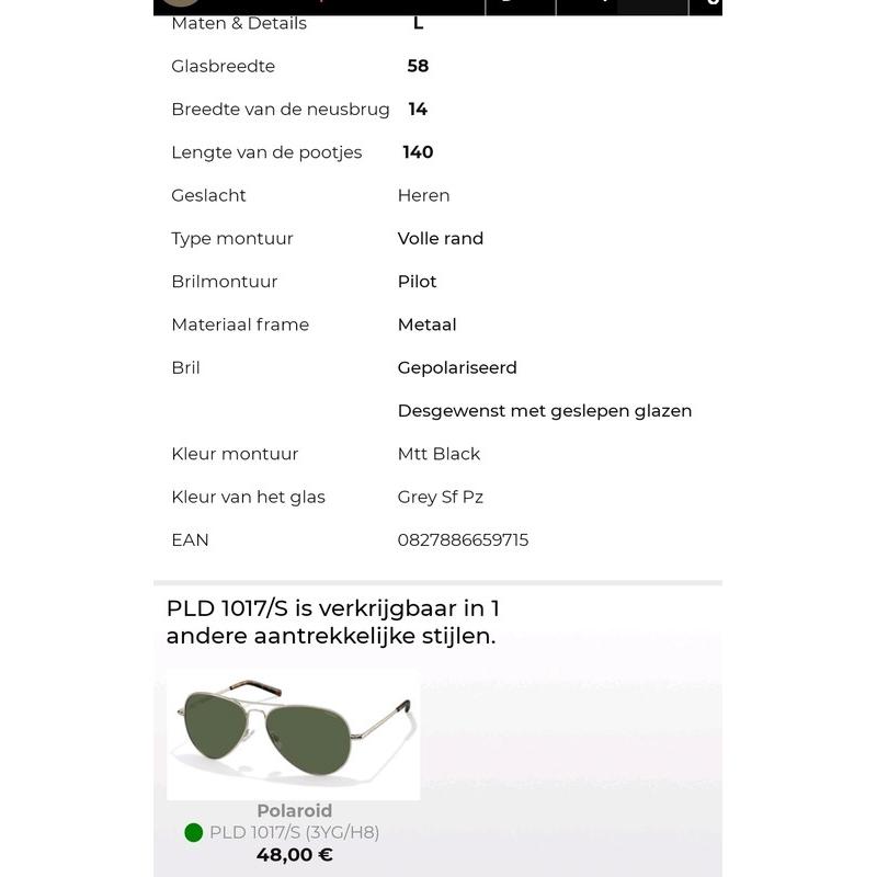 #polaroid piloten bril man/vrouw nieuw ( aankoop 48 euro )