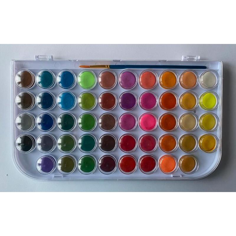 48 napjes levende kleurenwaterverf met penseel.