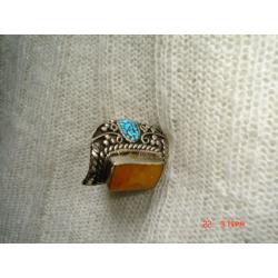 ring uit nepal, gloednieuw, turkoois en amber